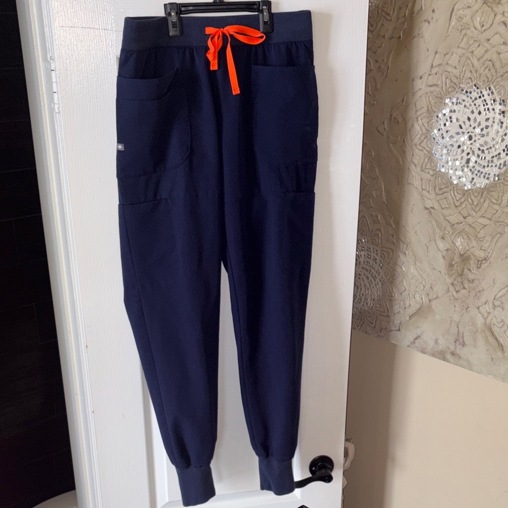 FIGS Navy Blue Pants with Orange Tie - Picture 2 of 10